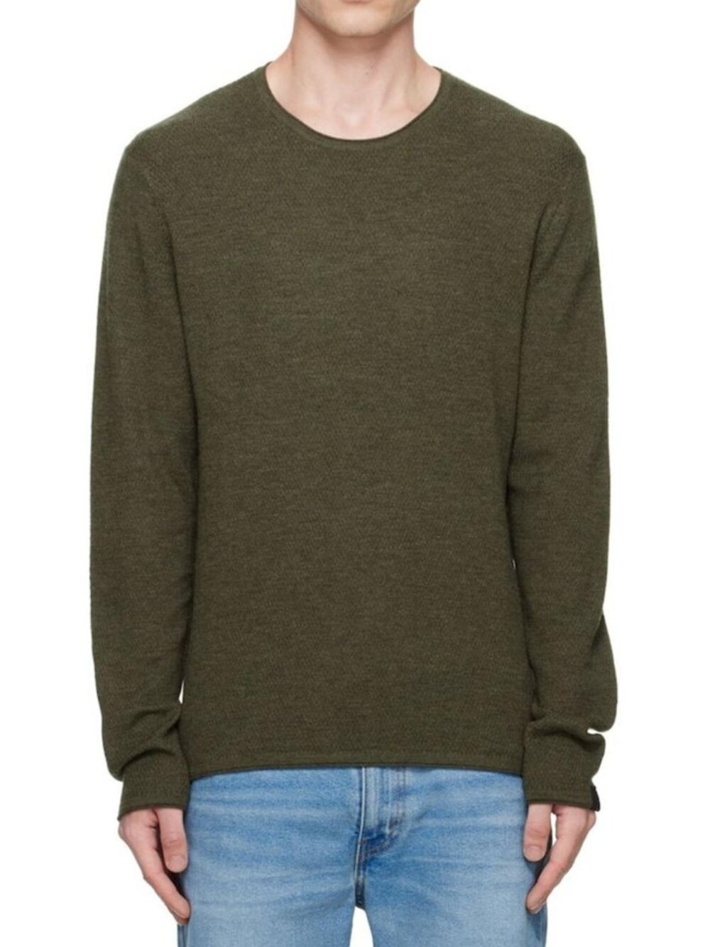 Rag & Bone Collin Wool Crewneck Seater In Army Green Size L NWT $250
